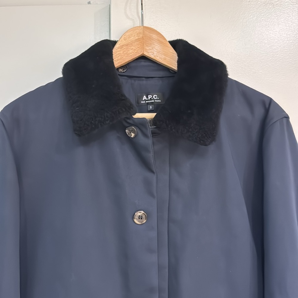 NEW A.P.C. Blouson Navy Bomber Jacket with Removable Collar, size S - Picture 4 of 10